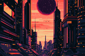make illustration of futuristic cyberpunk sci fi city art