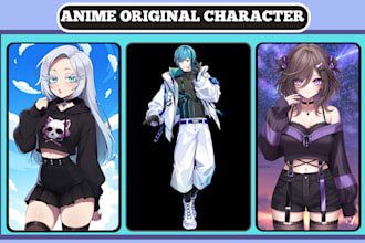 draw custom anime original character, pfp, fanart, concept art, vtuber art