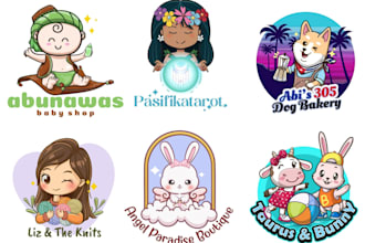 create modern cute kawaii vtuber cartoon logo for your business