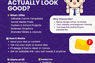 design editable canva templates for school, business, and social media use