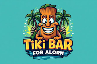 make an amazing tiki bar mascot logo design with unlimited revision