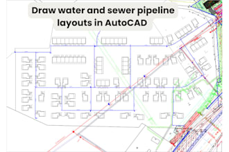 draw water and sewer pipelines layout in autocad