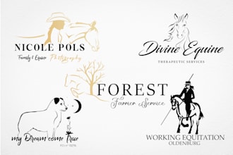 create a unique horse equine equestrian horse farm dog animal pet logo