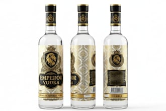 design premium wine, vodka, whiskey, rum, beer, gin, and tequila labels