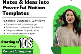 convert your ideas and notes into structured notion workspaces