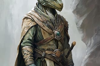 design realistic fantasy dnd character illustration