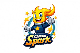 design different captain spark mascot logo with unlimited revision