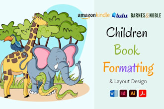 do children book formatting and layout design, kdp formatting, book cover design