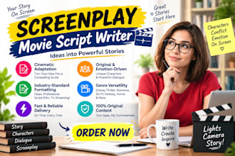 do screenwriting, screenplay movie script writing, film script dialogue writer