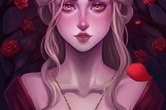 do custom romantasy character illustration, dnd commission