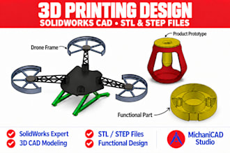 create 3d cad design and 3d printing design using solidworks