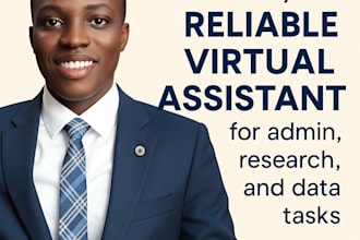 be your reliable virtual assistant for data entry, admin, and research tasks