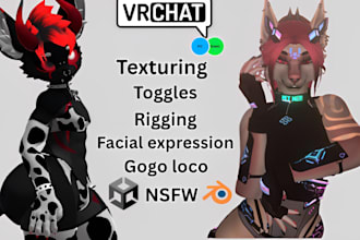create vrchat avatar, vr character, 3d model vrc avatar furry nsfw unity blender