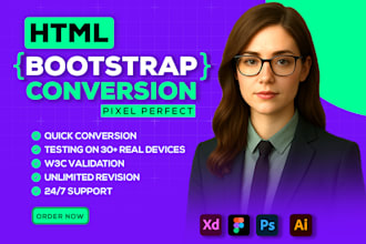 convert figma, PSD, xd to html responsive website using tailwind css