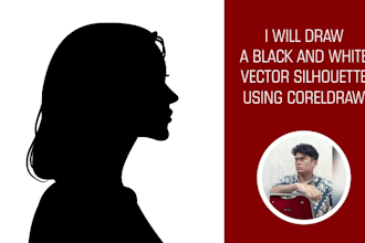 draw a black and white vector silhouette using coreldraw