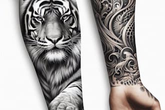 create unique custom tattoo design, tattoo sleeve