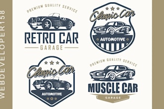 create vintage style automotive and auto detailing car logo