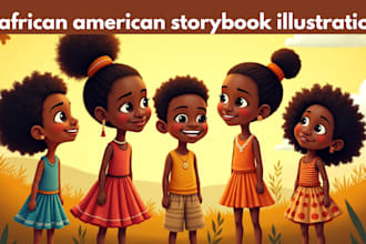 design children book illustration, african american storybook illustration