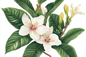 make a botanical illustration of flowers, plants, fruits
