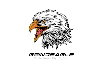 design a fierce eagle coach mascot logo for team spirit apparel
