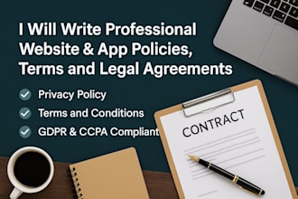 write professional website and app policies, terms and legal agreements