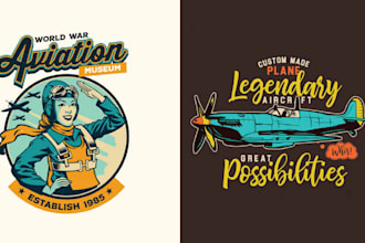 create vintage t shirt airplane aviation logo