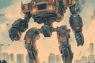 draw detail mecha robot character concept for you