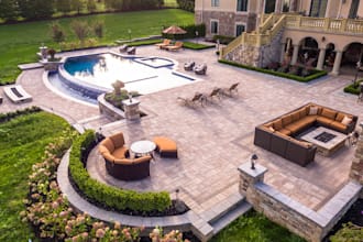 do backyard landscape outdoor design, pool, patio, frontyard, terrace, firepit