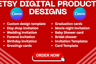 design custom wedding invitation templates for etsy digital downloads