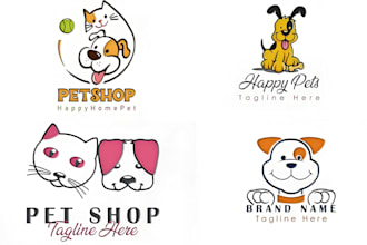 do unique animal ,dog, cat, pet shop logo or any graphics design