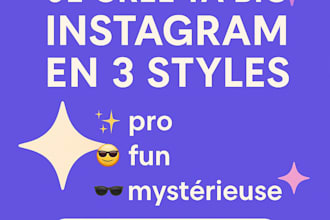 je crée ta bio instagram en 3 styles pro, fun, mystérieux