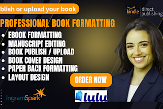 upload format books, ebook  manuscripts print book  kindle ebook for amazon KDP