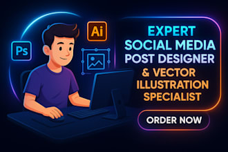 design vector illustrations, social media posts, and thumbnails