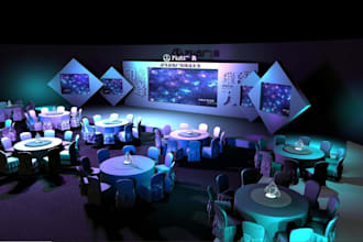 deliver 3d cgi stage lighting design,event spaces,realistic d5render,hall design
