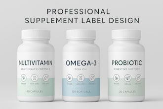 design high imapctive supplement, vitamin, wellness product label, bottle label