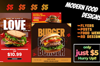 design business flyers, restaurant menu, food posters