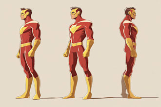 make superhero comic art and character design illustration