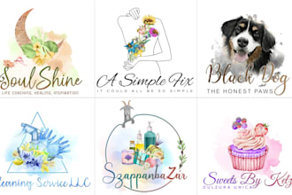 design watercolor feminine,hand drawn,fashion,beauty logo