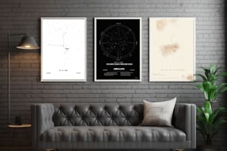 custom vintage star map printable poster personalized night sky art