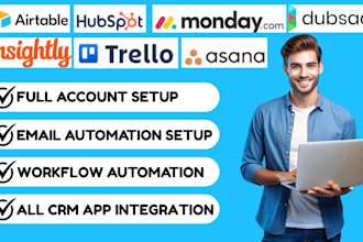 fix and setup monday,hubspot,airtable,dubsado,sugar crm,and custom webhook setup