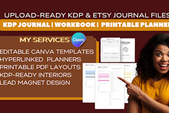 do custom KDP journal planner design KDP interior workbook template PDF for etsy