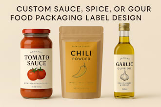create custom sauce, spice, or gourmet food packaging label candle soap label