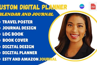 do a custom digital planner template, log book, calendar, journal for your etsy