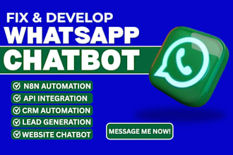 develop ai whatsapp chatbot, website chatbot with n8n, API