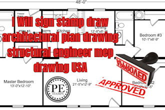 sign stamp draw architectural plan drawing structural engineer mep drawing USA