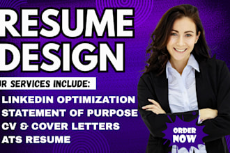 design your ats resume,craft a professional CV,cover letter,sop,linkedin profile