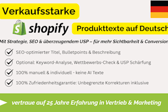write german shopify product descriptions that convert