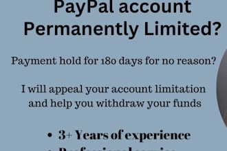 appeal to restore your paypal limitation 180 days to withdraw your money