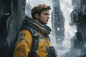create sci fi character illustration or sci fi character art