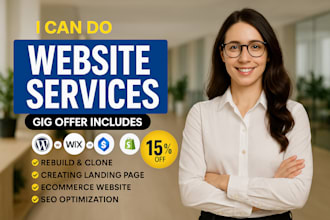 create redesign migrate update fix manage shopify wordpress wix seo marketing va
